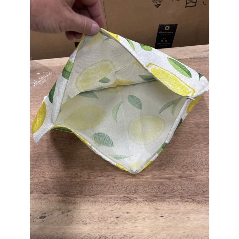 Smooffly Lemon Fruit Rectangular Fabric Placemat 12x20 in Yellow Green White